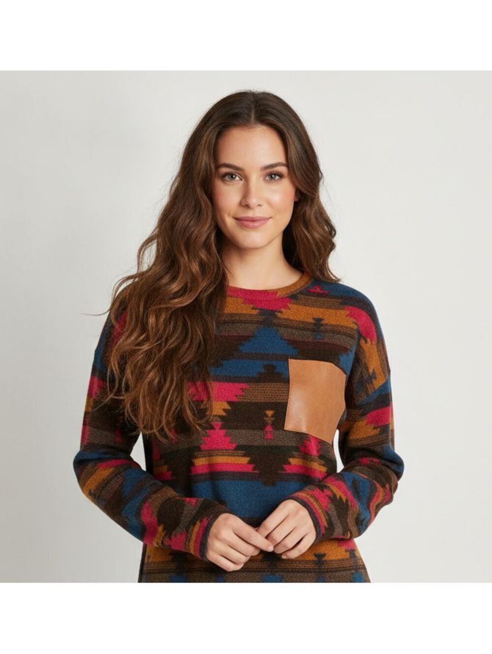 Wmn's Medium - Love Kuza Southwestern Pattern Long Sleeve Sweater